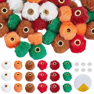 60Pcs 6 Colors Imitation Rabbit Hair European Beads FIND-PA0001-25-1