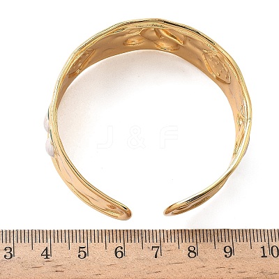 304 Stainless Steel Enamel Cuff Bangles for Women BJEW-B159-02G-1
