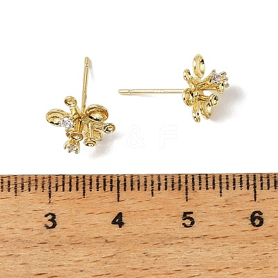 Brass Cubic Zirconia Stud Earring Settings CU-CBA53F6-01G-1