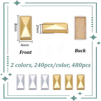 480Pcs 2 Colors Aluminum Hotfix Iron On Star Studs DIY-NB0015-87A-1