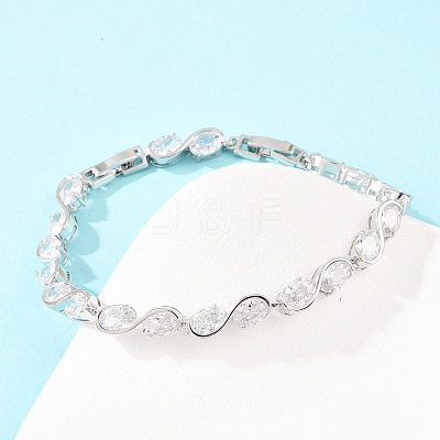 Platinum Tone Brass Micro Pave Cubic Zirconia Tennis Bracelets BJEW-B160-04P-05-1