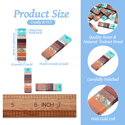 Translucent Resin & Walnut Wood Pendants RESI-TAC0017-47-A03-1
