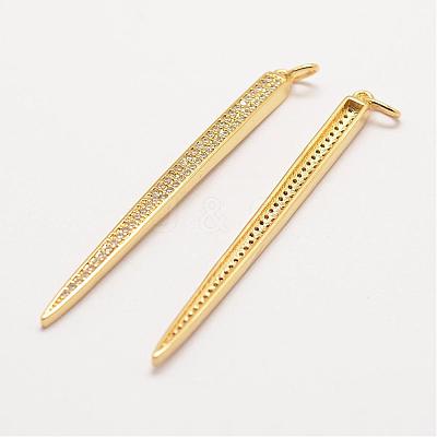 Brass Micro Pave Grade AAA Cubic Zirconia Big Pendants ZIRC-G090-31G-NR-1