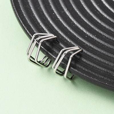 304 Stainless Steel Triple Pentagon Cuff Earrings EJEW-K268-88P-1