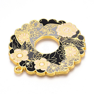 Rack Plating Alloy Enamel Big Pendants ENAM-N056-394A-G-1