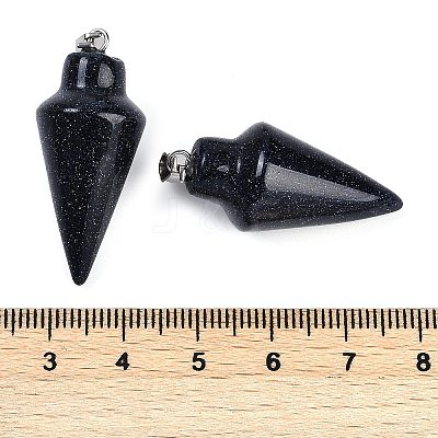 Synthetic Blue Goldstone Gemstone Pointed Pendants G-K384-01P-05-1
