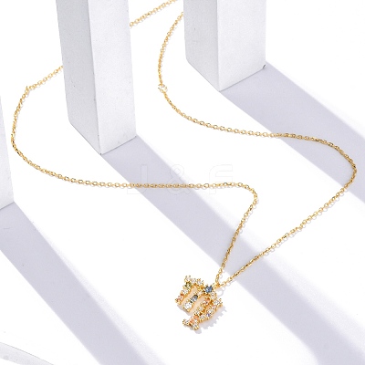 925 Sterling Silver Colorful Cubic Zirconia Constellation Pendant Cable Chain Necklaces for Women STER-R009-01G-10-1