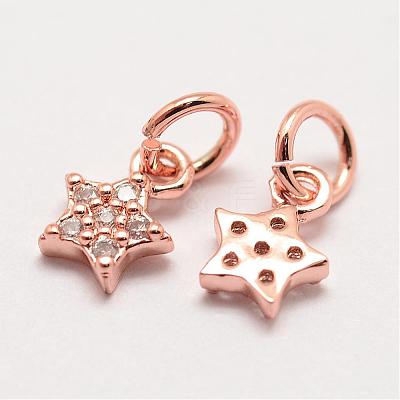 Brass Micro Pave Grade AAA Cubic Zirconia Charms ZIRC-G090-17RG-NR-1