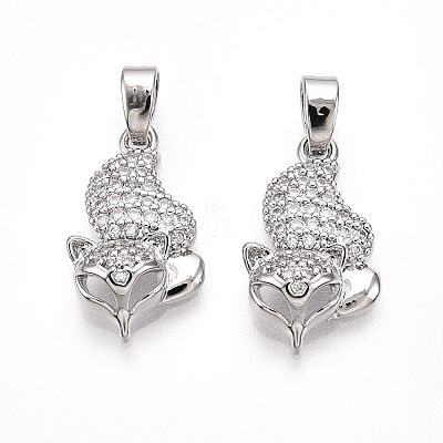 Brass Micro Pave Cubic Zirconia Pendants KK-T070-84P-1