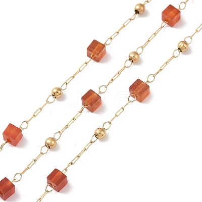 Natural Red Agate Square Beaded Chains AJEW-SZ0002-43H-1