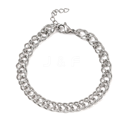 6.5MM 304 Stainless Steel Double Link Chain Bracelets for Women Men SA-CBA37BC-21P-1