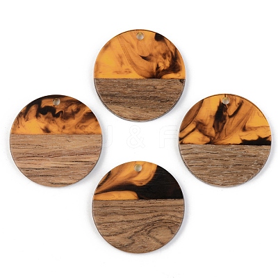 Resin & Walnut Wood Pendants X-RESI-S389-025A-A01-1