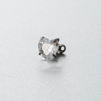 Stainless Steel Cubic Zirconia Heart Dermal Anchor Base/Top for Women Men WGF2D58-06-1