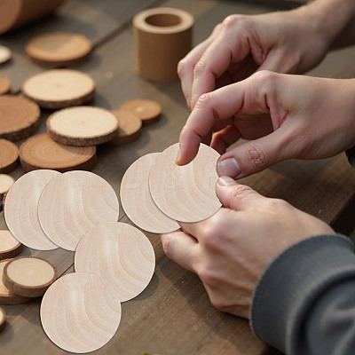 Unfinished Wooden Flat Round Cutouts WOOD-WH0050-042D-1