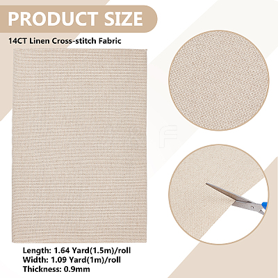 14CT Linen Cross-stitch Fabric DIY-WH0899-454-1