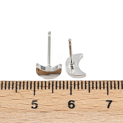 Brass Moon Stud Earrings for Women EJEW-G441-06A-P-1
