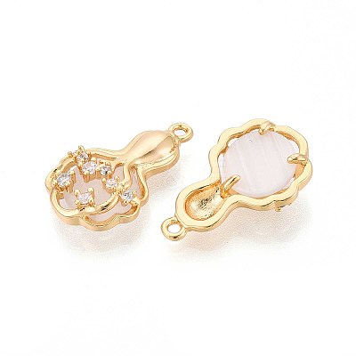 Brass Micro Pave Clear Cubic Zirconia Cat Eye Pendants KK-T071-16G-B01-1