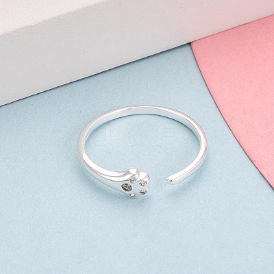 925 Sterling Silver Micro Pave Clear Cubic Zirconia Open Cuff Rings for Women STER-N016-143S-1