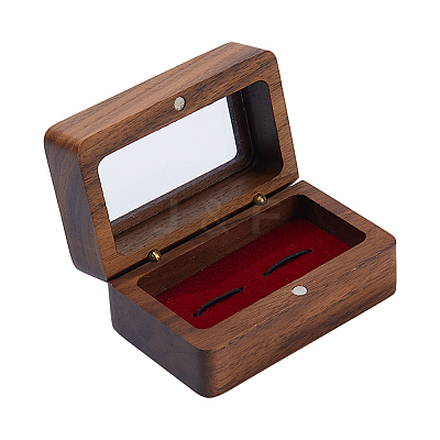 Wooden 2 Cufflink Storage Gift Boxes with Visible Magnetic Lid CON-WH0001-72-1