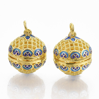 Rack Plating Brass Cage Pendants KK-T053-02G-1