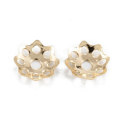Multi-Petal Brass Bead Caps KK-D063-19G-1