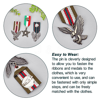 3Pcs 3 Styles Wing & Eagle & Star Retro British Preppy Styel Alloy Charms Lapel Pin JEWB-GA0001-20-1