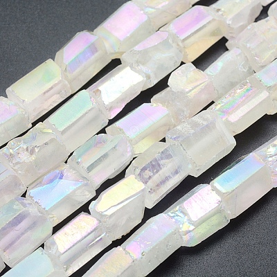 Electroplated Natural Quartz Crystal Beads Strands G-P368-02-1