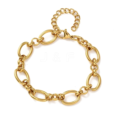 304 Stainless Steel Oval Link Chain Bracelets for Women BJEW-F536-04G-1