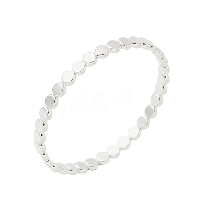 925 Sterling Silver Flat Beaded Finger Rings for Women RJEW-NH0002-01C-S-1
