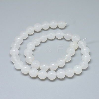 Natural White Agate Beads Strands G-D0005-27-10mm-1