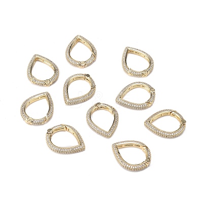 Brass Micro Pave Clear Cubic Zirconia Spring Gate Rings ZIRC-F120-009G-1