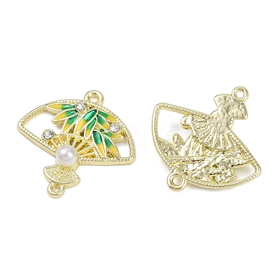 Alloy Green & Yellow Enamel Fan Connector Charms FIND-M079-07B-G-1