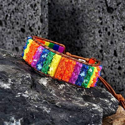 Synthetic Regalite/Imperial Jasper/Sea Sediment Textured Rectangle Beaded Bracelet BJEW-SZ0002-32-1