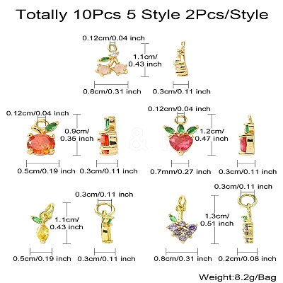 10Pcs 5 Styles Brass Charms KK-CJ0001-73-1