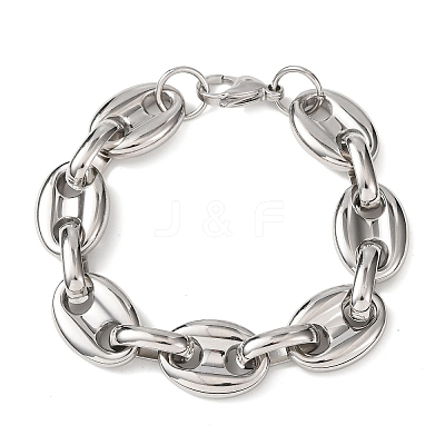 304 Stainless Steel Coffee Bean Link Chain Bracelets for Women Men BJEW-F529-10B-P-1