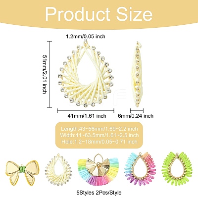 10Pcs 5 Styles Alloy with Paper Pendants FIND-CJ0004-51-1