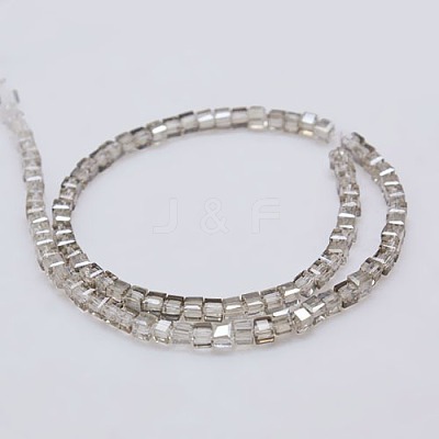 Transparent Cube Shaped Crystal Glass Beads Strands GLAA-F012-A01-1