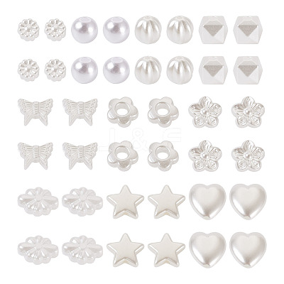 500Pcs 10 Style ABS Plastic Imitation Pearl Beads KY-BY0001-02-1