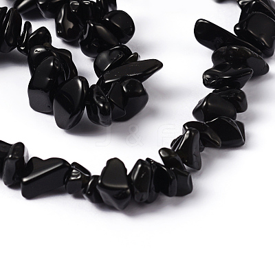 Natural Obsidian Chip Bead Strands X-F079-1