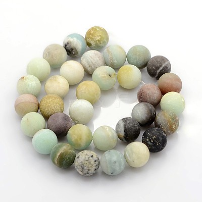 Natural Frosted Flower Amazonite Round Beads G-D616-4mm-1