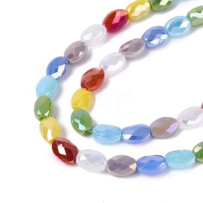 Electroplate Opaque Glass Beads Strands EGLA-Q135-4x6MM-02A-1