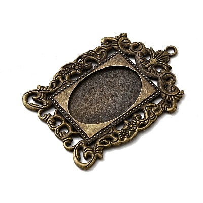 Rectangle Tibetan Style Alloy Big Pendant Cabochon Settings X-PALLOY-K109-77AB-NR-1