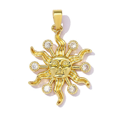 Brass Micro Pave Clear Cubic Zirconia Pendants CU-OY001-71G-1