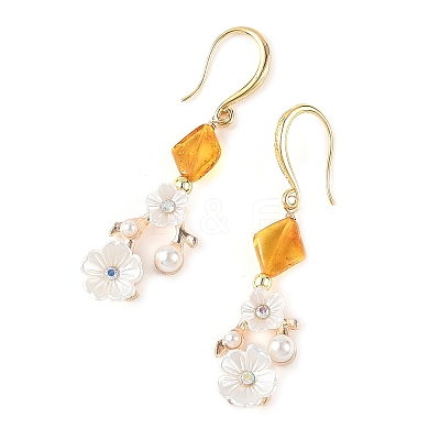 Alloy & Resin & Acrylic Pearl Dangle Earrings EJEW-JE07366-1