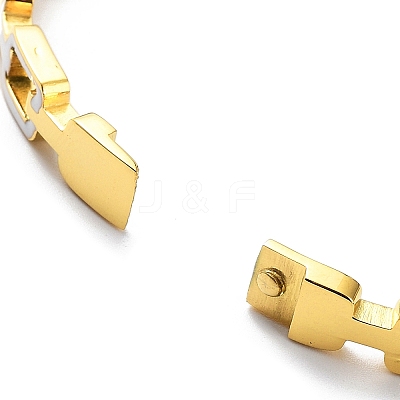 Ion Plating(IP) 304 Stainless Steel Hollow Rectangle Bangles BJEW-M309-07G-1