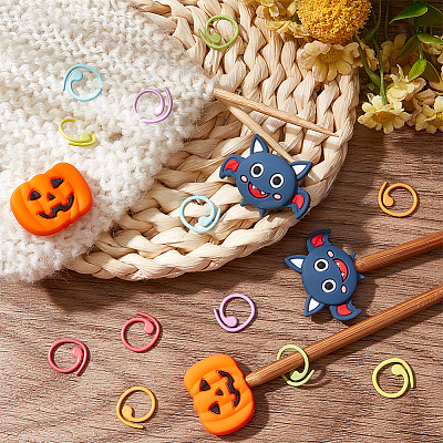 12Pcs 6 Colors Baking Paint Zinc Alloy Knitting Stitch Marker Rings DIY-BC0009-73-1