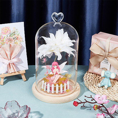 Heart Glass Dome Cover AJEW-WH0471-48D-1