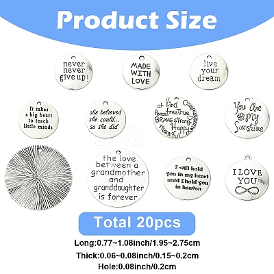 20Pcs 10 Styles Tibetan Style Alloy Pendants TIBEP-YW0002-38-1