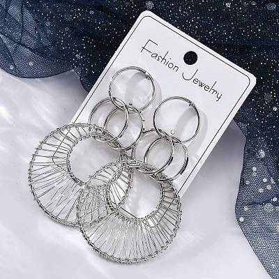 Alloy & Iron Dangle Stud Earrings EJEW-M075-06P-1