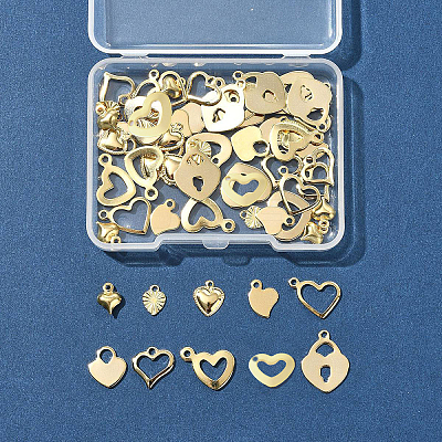 60Pcs 10 Styles Stainless Steel Charms STAS-FS0001-96-1